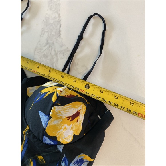 BAND OF GYPSIES Black Floral‎ Bustier Smocked Dress Sz Small - Picture 12 of 16